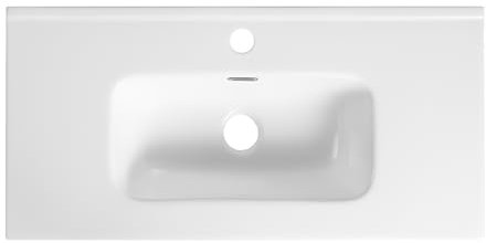 Lavabo ad Incasso in Ceramica Bianco Lucido Rettangolare per Mobili Bagno (81x46 cm)