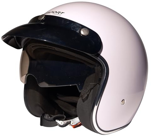 Casco Jet con visera, para ciclomotor, homologado ECE – Blanco, XS