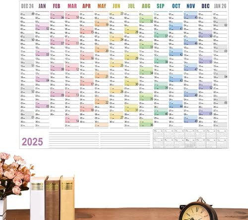 Jahres-Wandkalender, 12-Monatskalender, 74,2 x 52,5 cm dicker Papierkalender, Jahres-Wandplaner für Zuhause, Studio und Klassenzimmer