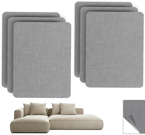Flicken Selbstklebend Stoff, 6 Stück Leinenstoff Reparaturflicken, 10 x 15,5 cm, Selbstklebende Patches, für Sofas, Reparieren Sie Löcher, Autositze, Kopfteile, Verbrennungen, Kunsthandwerk, Grau