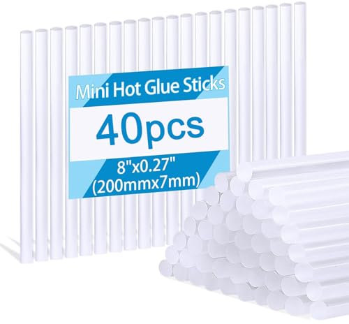 UCLEVER 40 piezas Pegamento Termofusible 7 x 200mm, Barras de Pegamento Caliente Transparente para Pistola de Pegamento Caliente, barras de silicona para Bricolaje, Sellado y Fijación