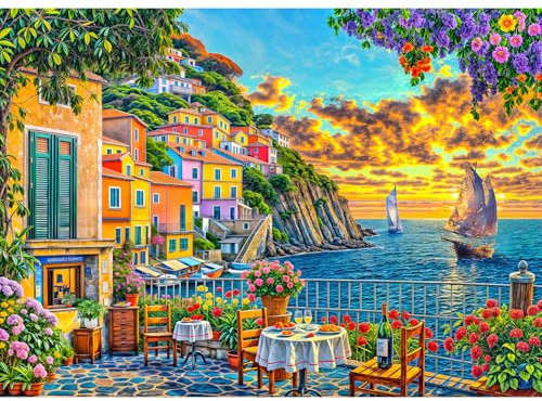 TangComplete - Puzzles 1000 Pieces for Adults jigsaw puzzles for adults 1000 Piece Puzzle Challenging Game for The Whole for Women, Gifts for Men, Theme: Romantic Cinque Terre