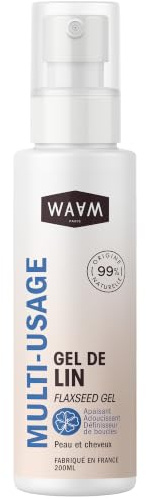 WAAM Gel de Lin, Soin Hydratant et Apaisant, Pour Cheveux Bouclés et Crépus