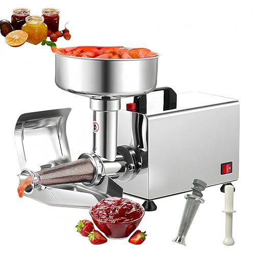 Glowdora Tomatenmühle In Handelsqualität, Tomatenpresse Und Sieb Aus Edelstahl, Elektrische Obstpresse (220 Lbs/Std.), Tomatenmarkmühle Mit Großem Trichter (23 cm Durchmesser)