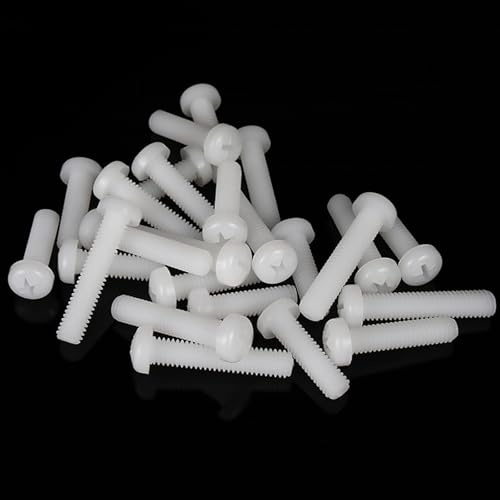 WANG TII DOO 100 Piezas De Tornillos De Nylon M2.5 Cabeza Redonda Pernos En Cruz Sujetadores Electrónica De Bricolaje De Montaje De Hardware De Nylon Blanco,M2.5×4mm
