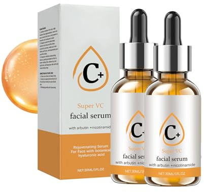 Vitamin C Serum mit Hyaluronsäure für Gesicht & Hyaluron Gesichts Serum Vitamin C Vegan Anti-Aging Gesichtsserum,Hochkonzentriert Anti-Falten,Dunkle-Flecken Vegane Naturkosmetik (30ml, 2PC)