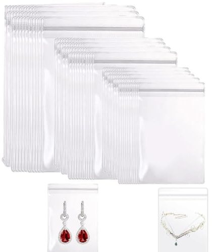 60 Pièces Sachets Transparents pour Bijoux,Sacs Étanches à Fermeture à Glissière en PVC,3 Tailles (4x6cm, 6x8cm, 8x12cm),Sac de Rangement Anti-Ternissement pour Bagues,Colliers,Bracelets