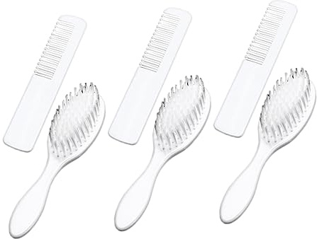 KAILIKETIY 3 Sets Baby Bathing Brush Newborn Hair Brush Plastic Scalp Massaging Detangle Hair White for Baby Registry