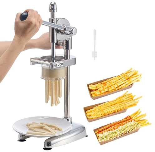 VEVOR Coupe-frites Pomme de Terre Professionnel, Presse-frites Longues Manuel, en Acier Inoxydable, avec Poignée Ergonomique, Outil de Préparation Culinaire pour Cuisine, Restaurant, Domicile