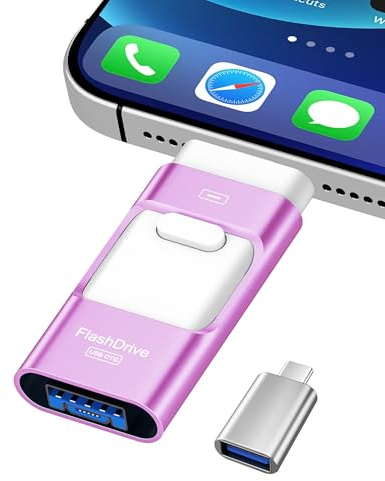 ZARMST 256GB USB Stick für Phone, 4-in-1 Speicherstick für Phone/Pad/Android Smartphone/PC, USB 3.0 Stick zur Schnellen Datenübertragung, Externer Vielseitiger Fotostick Flashlaufwerk, Lila