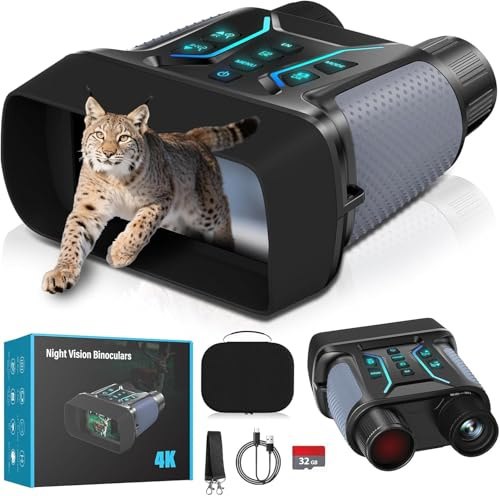 Nachtsichtgerät 4K 36MP, 8X Digitaler Zoom Fernglas mit Nachtsicht, 4.5“ HD-Display Infrarot Fernglas Nachtsichtgeräte, 4500mAh Wiederaufladbares, 7-Stufiges Nachtsicht mit 32GB TF Karte