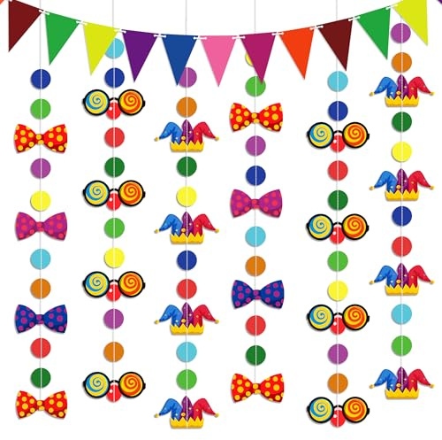 YBwanli Bunt Kindergeburtstag Papier Girlande, Clown luftschlangen Deko, Wimpelkette Bunte, Dekorationen für Geburtstagsdeko, Gartenparty, Karneval/Fasching deko