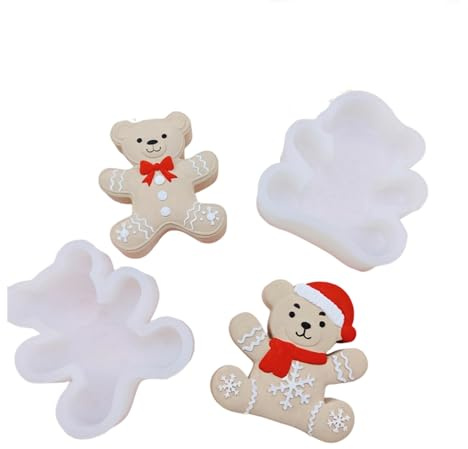 Moule en silicone en forme d'ours de Père Noël - Matériaux de qualité alimentaire pour la fabrication de savon, bonbons, fêtes, Noël, gelée, savon