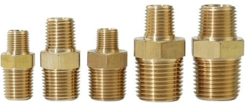 WEJNAOQI Raccordi a nipplo Esagonale con Filettatura Maschio NPT in Ottone di Alta qualità, 2 Pezzi - Confezione da 2, 1/8 1/4 3/8 1/2 for collegamenti di Tubi affidabili(3325BA)