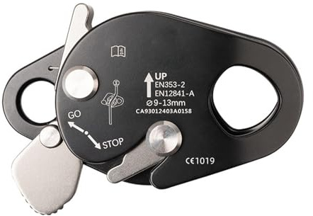 RiToEasysports Kletterseilgreifer, Selbstsicherndes Ascender aus Luftfahrtaluminium für Klettern, Bergsteigen, Baumpfleger, Rettung, Expedition, Höhlenforschung (BLACK)