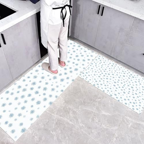 Patrón de Estrella Alfombra de Cocina Antideslizante Alfombra de Cocinas, Minimalismo Durable Anti-Fatiga Corredor de Pasillo para Cocinas Lavable de Cocina,45x75+45x150cm