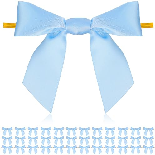 HAPINARY 50 Stück Blaue Geschenkbeutel Verschluss Schleifen aus Stoff mit Kabelbinder Wiederverwendbare Dekorationsschleifen für Geschenkverpackung Party und Weihnachten