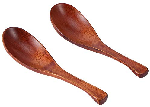 Dioche Cucharas de Sopa Chinas Juego de Cucharas de Sopa de Madera para Cocina Doméstica de 2 Piezas - Vajilla de Corto, Diseño de Madera Natural Ecológica, Perfecto para y Postres