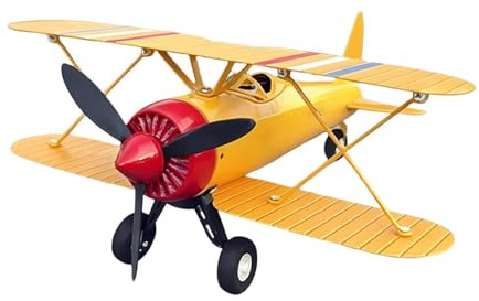 Girouette d'avion en Métal – Modèle De Biplan Vintage, Outil De Mesure du Vent | Article De Décoration De Pelouse pour Ventilateur D'aviation, Cadre D'ornement Extérieur De Paysage De Spinner d'avion