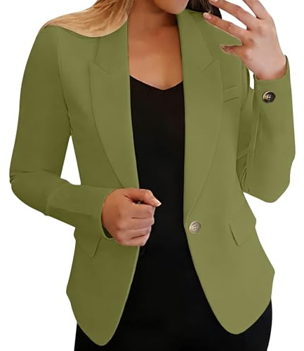Chic och elegant mellansäsong kavaj för kvinnor Mi-Long Fit Blazer-jacka | Stor storlek kavaj med , klassisk långärmad kostymjacka, cardigantoppar med ficka, mångsidig kavaj topp