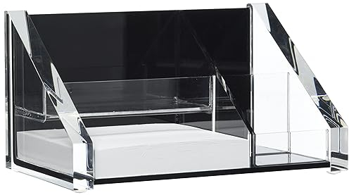 Wedo 605101 Butler Acryl Exclusiv, 3 Fächer, Zettelbox inkl. 150 Blatt Papier Rutschfeste Gummifüße, glasklar/schwarz