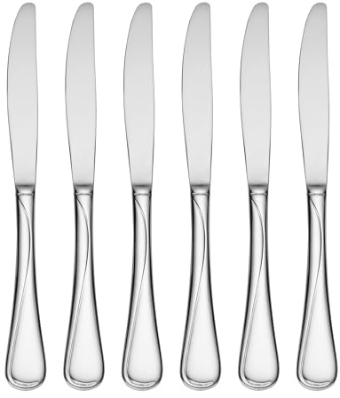 Oneida Silverware Set, Flight Everyday Flatware Dinner Knives Set, Service For 6, 18/0 Stainless Steel, Rust Resistant, Dishwasher Safe, Mirror Finish, Utensils Sets, Dinner Knife (Silver 6 Piece)