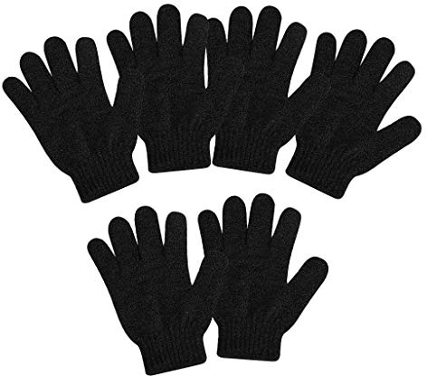 P Prettyia 6er Set Peeling Badhandschuh Peelinghandschuh Dusche Hautpflege Wäscher Massage Sauber Handschuh für Körperpeeling - Schwarz