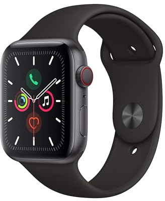 Apple Watch Series 5 (GPS + Cellular, 40MM) - Space Gray Aluminum Case with Black Sport Band (Renewed)