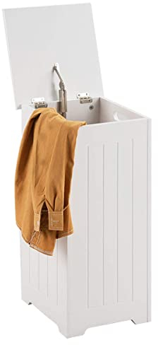 COSTWAY Wooden Laundry Bin, Chest Storage Basket Cabinet Box with Smooth Painted Surface & Large Storage Capacity, Meet Daily Laundry Needs