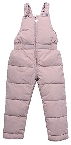Happy Cherry - Bebé Pantalones de Peto Overol Invierno Niño Niña Unisex Mono de Acolchada sin Mangas para Esquí Al Aire Libre Infantil Overalls Pantalón Largo de Tirantes - 6-12 Meses - Rosa
