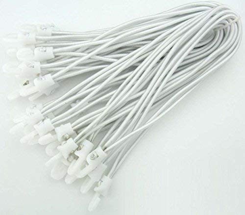 10 Stück Spannfix Planenspanner 25 cm, Ø 4 mm Weiss - Spanngummi mit Haken (10 Stück, Weiss)
