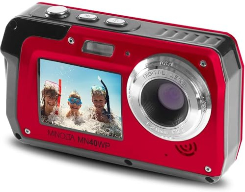 Minolta MN40WP 48MP Appareil photo numérique étanche double écran (rouge)