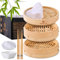 KITCHEN CRUST Bamboo Steamer Basket for Chinese Asian Cuisine, 2-Tier 10-Inch Steaming Basket, Bao Bun Vegetable & Dumpling Steamer, Sauce Dish, Reusable Liners, Ring