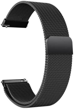 Nothers Bracelet de montre magnétique en métal de 20 mm pour homme et femme - En acier inoxydable - Montre intelligente à libération rapide - Montre traditionnelle - Noir