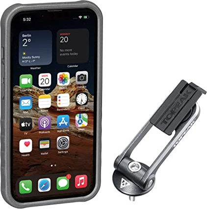 Topeak RideCase Handyhülle für iPhone 13, Schwarz/Grau, mit Halter, 15800631