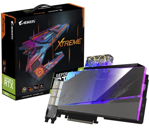 Gigabyte Scheda grafica AORUS GeForce RTX 3080 Xtreme WATERFORCE WB 12G, sistema di raffreddamento a blocchi d'acqua WATERFORCE, scheda video GDDR6X a 384 bit GV-N3080AORUSX WB-12GD
