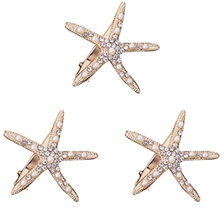 SIOPPKIK 3 pièces Étoile de mer Pince à Cheveux Mariée Fleur Fille Accessoires pour Mariage，Diamant Épingle À Cheveux Épingle À Cheveux