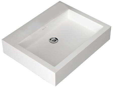 Design Waschbecken Mineralguss Waschtisch zur Wandmontage Gussmarmor Eckig Waschplatz Wandhängend ohne Armaturloch LP4506-0 60cm weiß matt