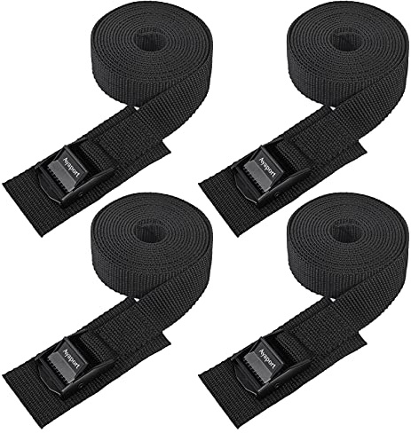 Ayaport Lashing Straps with Buckles Adjustable Cam Buckle Tie Down Cinch Strap for Packing Black 4 Pack