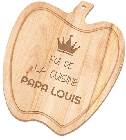 Maverton Planche à découper personnalisée en forme de pomme pour lui | 32 X 28 cm Planche en bois de hêtre avec gravure, pour hommes, Pour chefs et amateurs de cuisine, Papa cuisinier