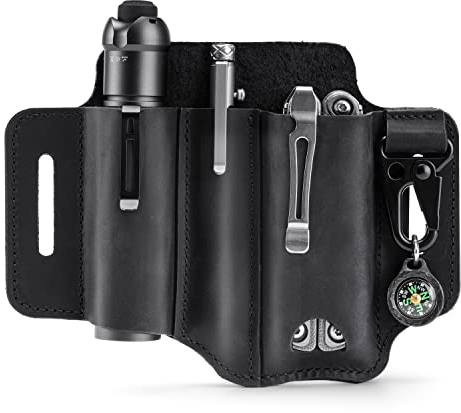 VIPERADE PJ29 EDC Gaine en Cuir, Gaine Multi-Outils/étui à Outils/Gaine de Ceinture de Couteau/Gaine de Lampe de Poche pour Leatherman Multitools/Gaine de Couteau, Ceinture Organisateur de Gaine