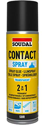 Contact Adhesive Spray Fast Grip Soudal 300ml Permanent Strong Glue Bonding Can