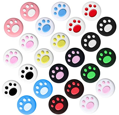 24PCS Jagowa Cat Paw Joystick Covers - Cute Silicone Thumb Grip Caps for Nintendo Switch. Analog Joystick Replacement (Random Color)