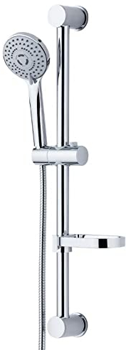 EM Asta Doccia Varianta Scorrevole Saliscendi Soffione Regolabile Mensola Sapone Cromo Lucido