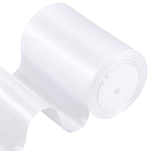 Weißes Satinband, 10 cm breit, 22 m, 10 cm groß, solide Satinbänder, Union Jack, britisch, Weihnachten, Geburtstag, Party, Polyesterbänder für Geschenke, Türen, Fenster, Hochzeitsauto
