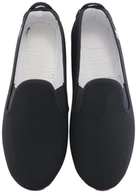 escoolers E55 Kung-Fu sneaker i duk och stängning med elastisk lätt och bekväm med flexibel gummisula. Tillverkad i Spanien., Svart, 46 EU