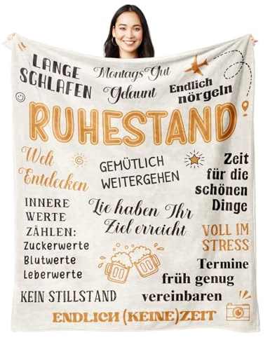Juratar® Ruhestand Geschenk Frauen, Personalisierte Ruhestandsgeschenk Decke, Rentnerin Geschenke für Frau und Mann- Geschenk zum Ruhestand - Renteneintritt - Rente 62 * 52 Zoll