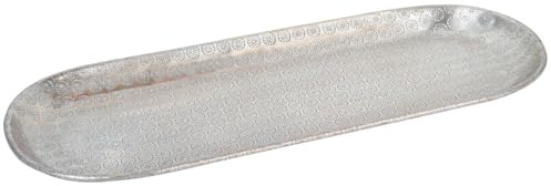 Orientalische Deko Serviertablett Jasur aus Aluminium in Silber 45 cm