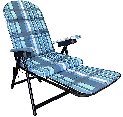 Marvin Poltrona Sedia Sdraio Con Poggiapiedi A Scomparsa In Acciaio Cuscino Imbottito Relax Pieghevole Schienale Regolabile Reclinabile Braccioli Per Casa Giardino Salotto Terrazzo