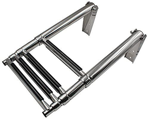 Ponton-Bootsleitern, 4-stufige klappbare, ausziehbare Poolleiter aus Edelstahl, abnehmbare, ausziehbare Einstiegsleiter für Marineyachten/Deck/Außenbordmotor Decoration